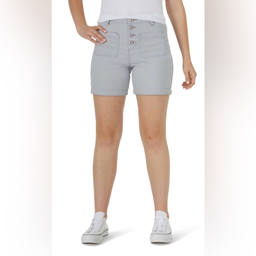 High-Rise Light Gray Women's Shorts